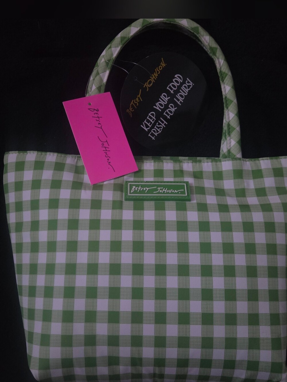 Betsey Johnson Green and White Insulated Tote